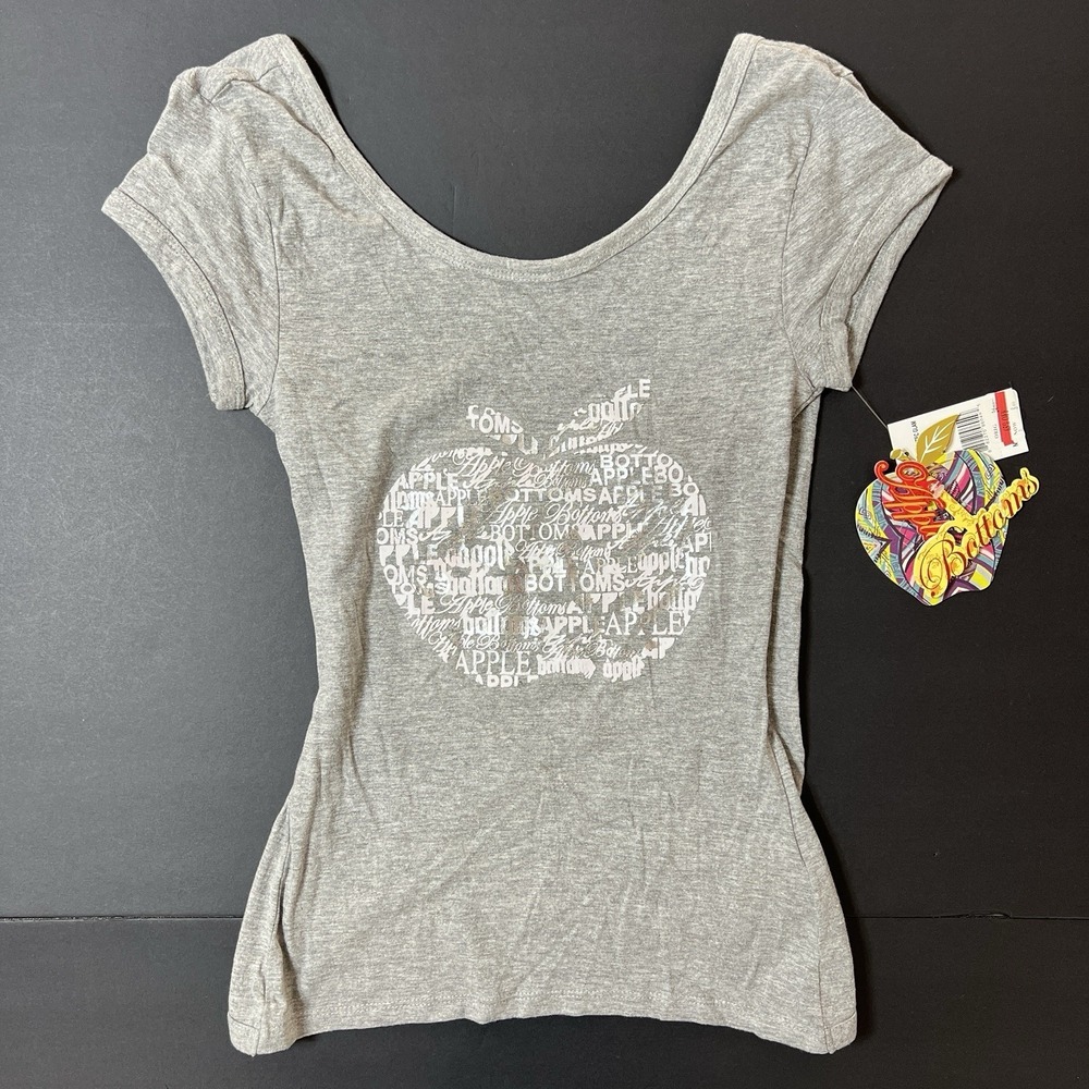 Vintage Apple Bottoms Top Aztec Glam Tshirt Women's S Gray NWT‎ Y2K Back Straps